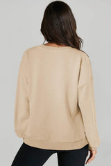 High-Low Round Neck Long Sleeve Sweatshirt - Trendsi - Flyclothing LLC