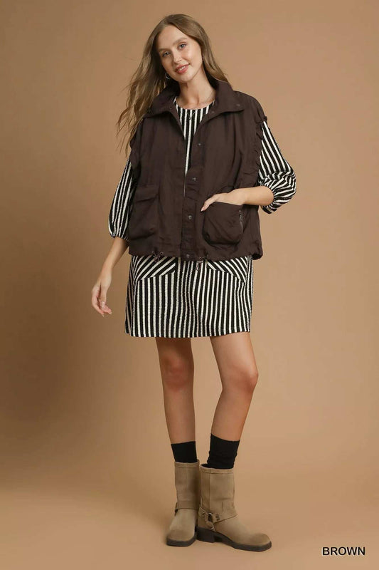 Umgee Nylon Vest with Pockets - Trendsi - Flyclothing LLC