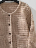 BUtton Up Long Sleeve Cardigan - Trendsi