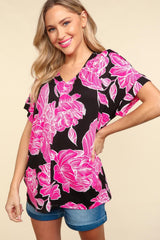 Haptics Floral Drop Shoulder T-Shirt - Trendsi