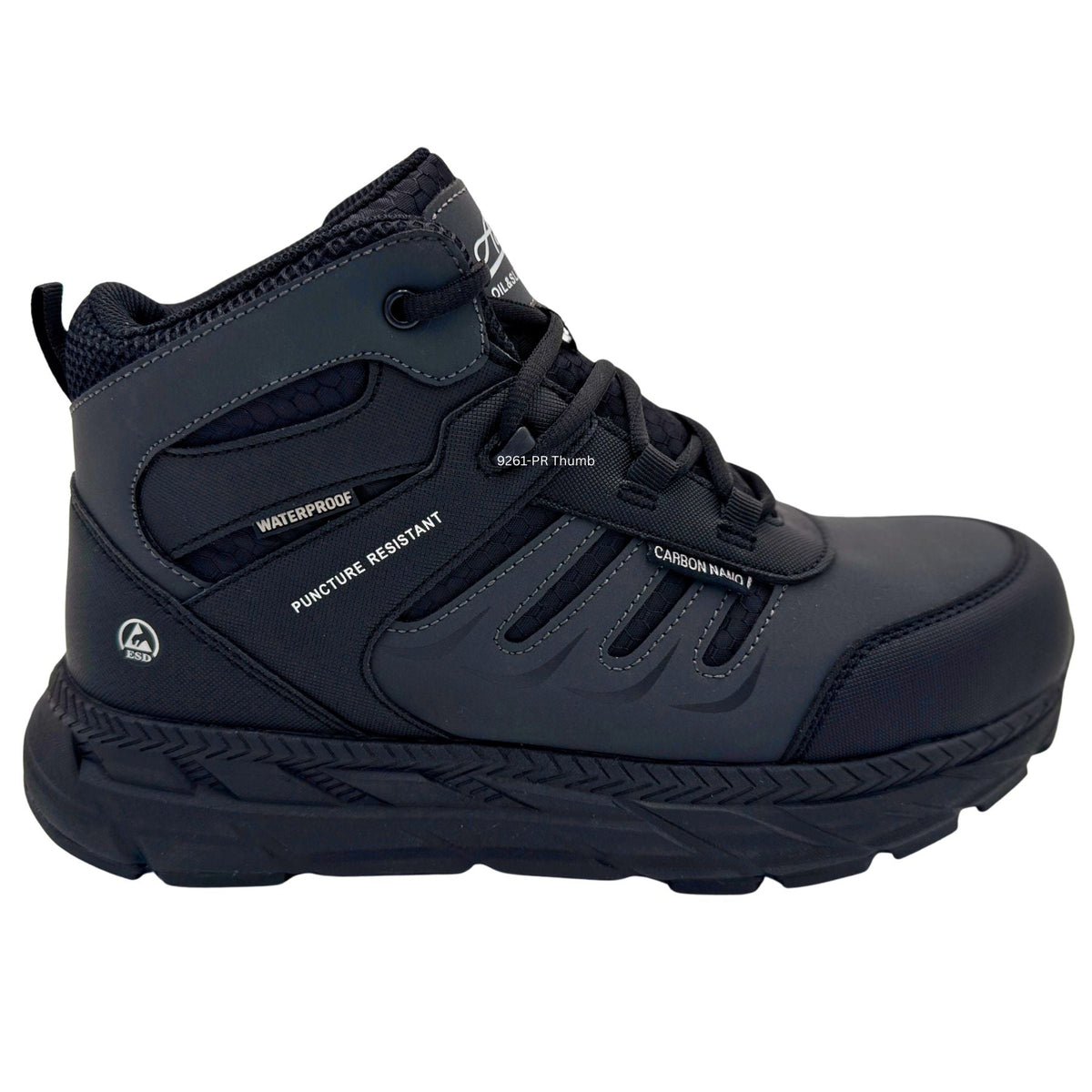 AdTec Ultralight ESD Women's 6 Inch Work Boot Black/Dark Grey - side view