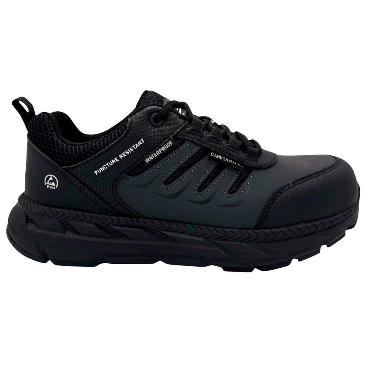 AdTec Ultralight ESD Women's 4 Inch Work Sneaker Black/Dark Grey - side view