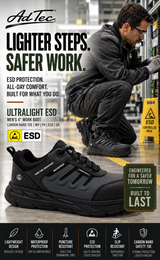 AdTec Ultralight ESD Men's 4 Inch Work Sneaker Black/Dark Grey - Adtec - Flyclothing LLC