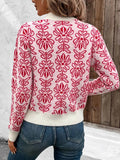 Flower Round Neck Long Sleeve Sweater - Trendsi