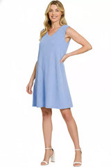 Zenana Raised Rib Sleeveless Mini Dress - Trendsi - Flyclothing LLC