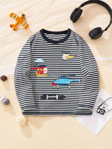 Children's Striped Helicopter Long Sleeve T-Shirt - Trendsi - Flyclothing LLC