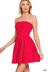 Zenana Combined Knit Tube Top Flare Mini Dress - Trendsi - Flyclothing LLC