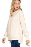 Zenana Full Size Fleece Hi-low Boyfriend Sweatshirts with Pockets Plus Size - Trendsi - Flyclothing LLC