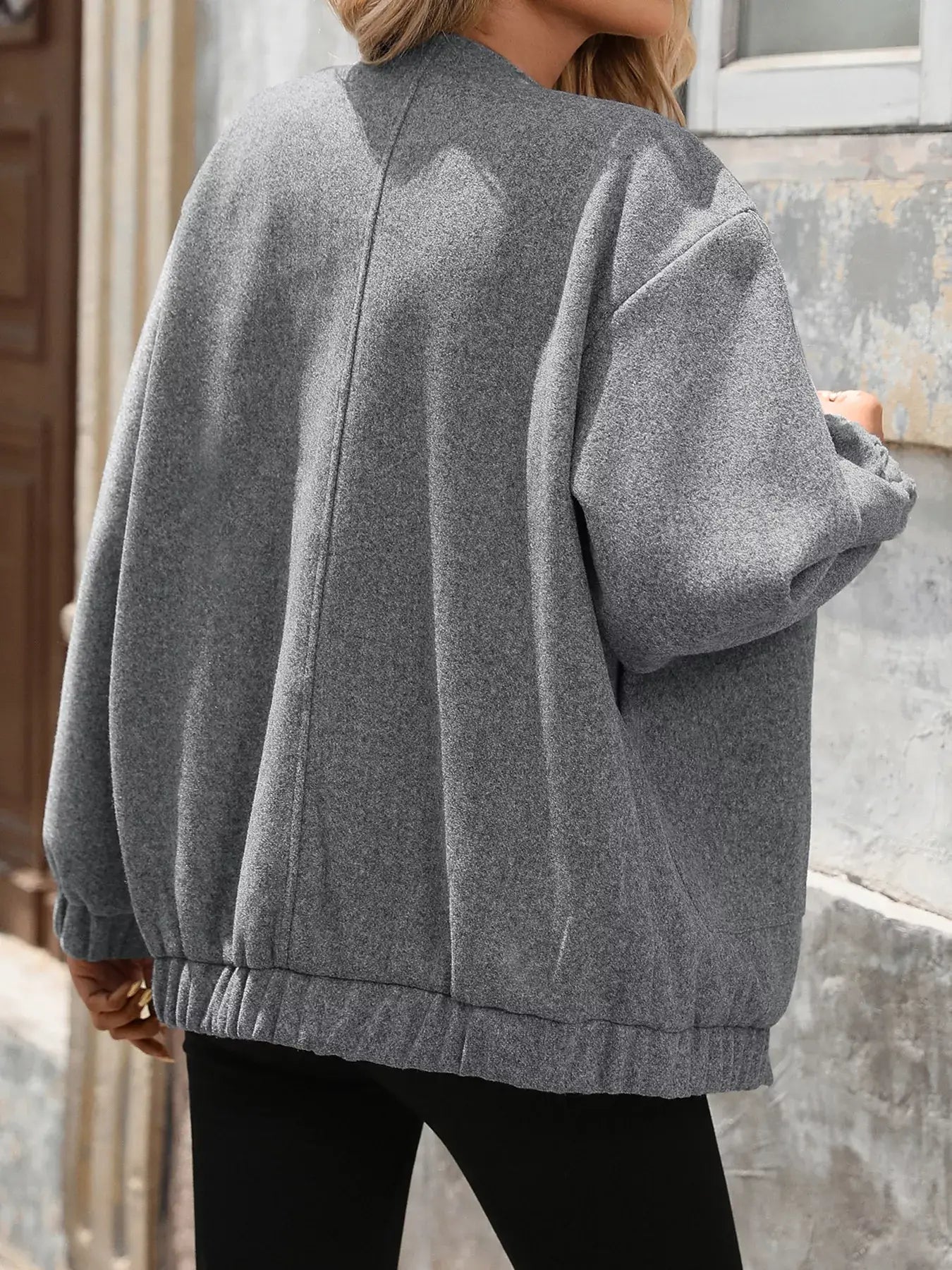 Snap Down Dropped Shoulder Jacket - Trendsi - Flyclothing LLC