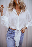 Collared Neck Long Sleeve Shirt - Trendsi - Flyclothing LLC