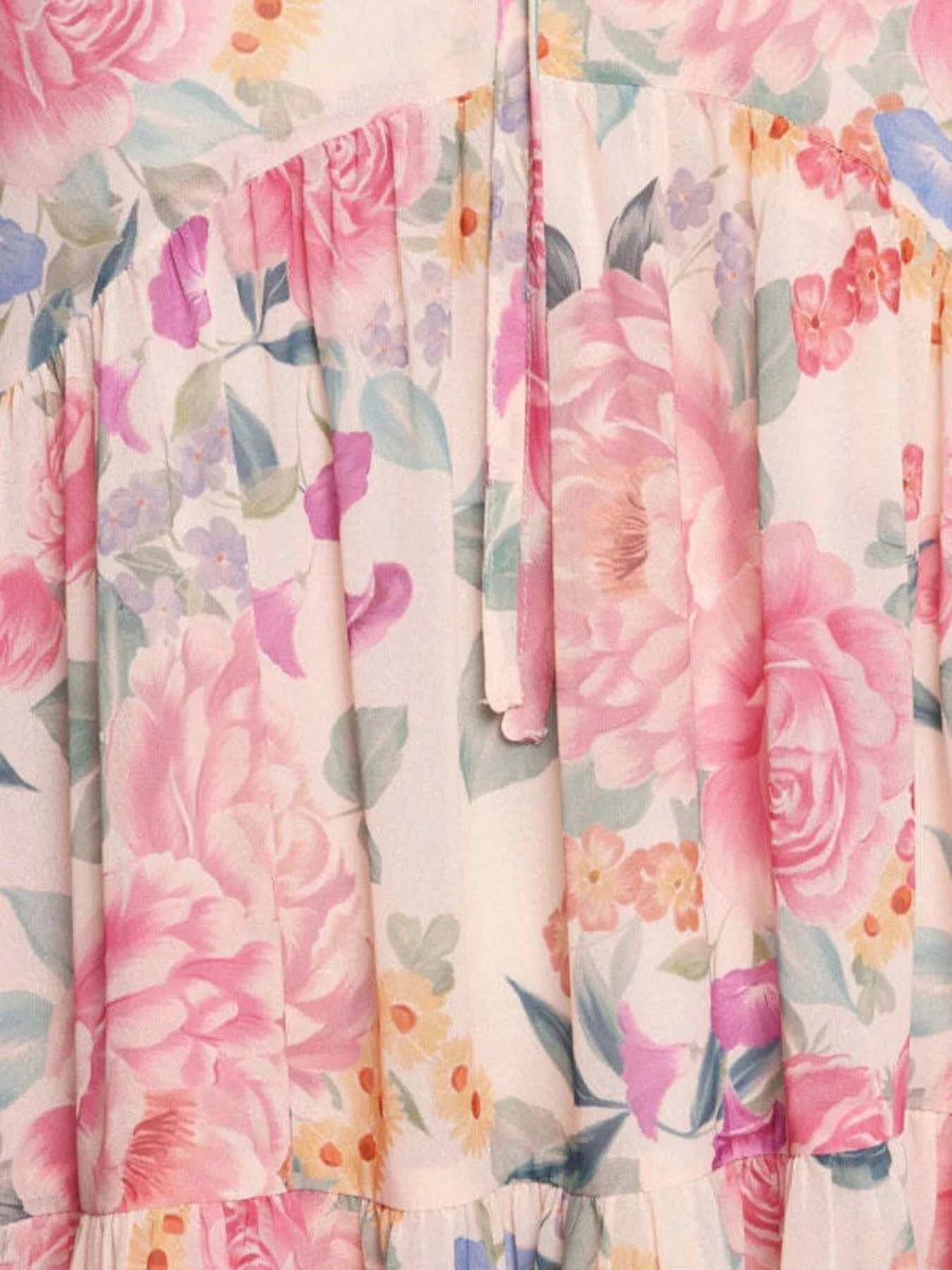 Floral Print Sleeveless Tiered Mini Dress - Trendsi - Flyclothing LLC