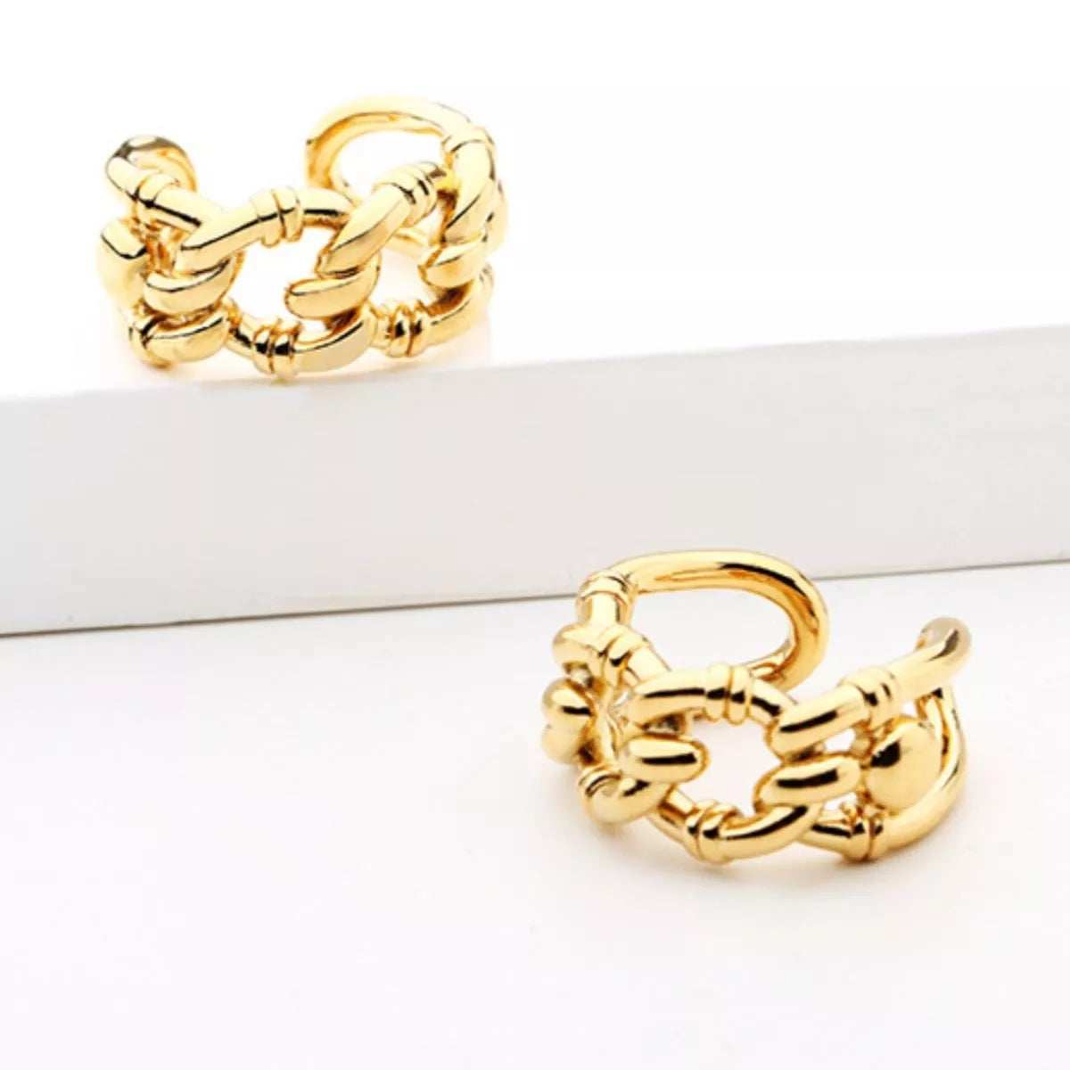 18K Gold-Plated Chain Link Open Ring - Trendsi - Flyclothing LLC