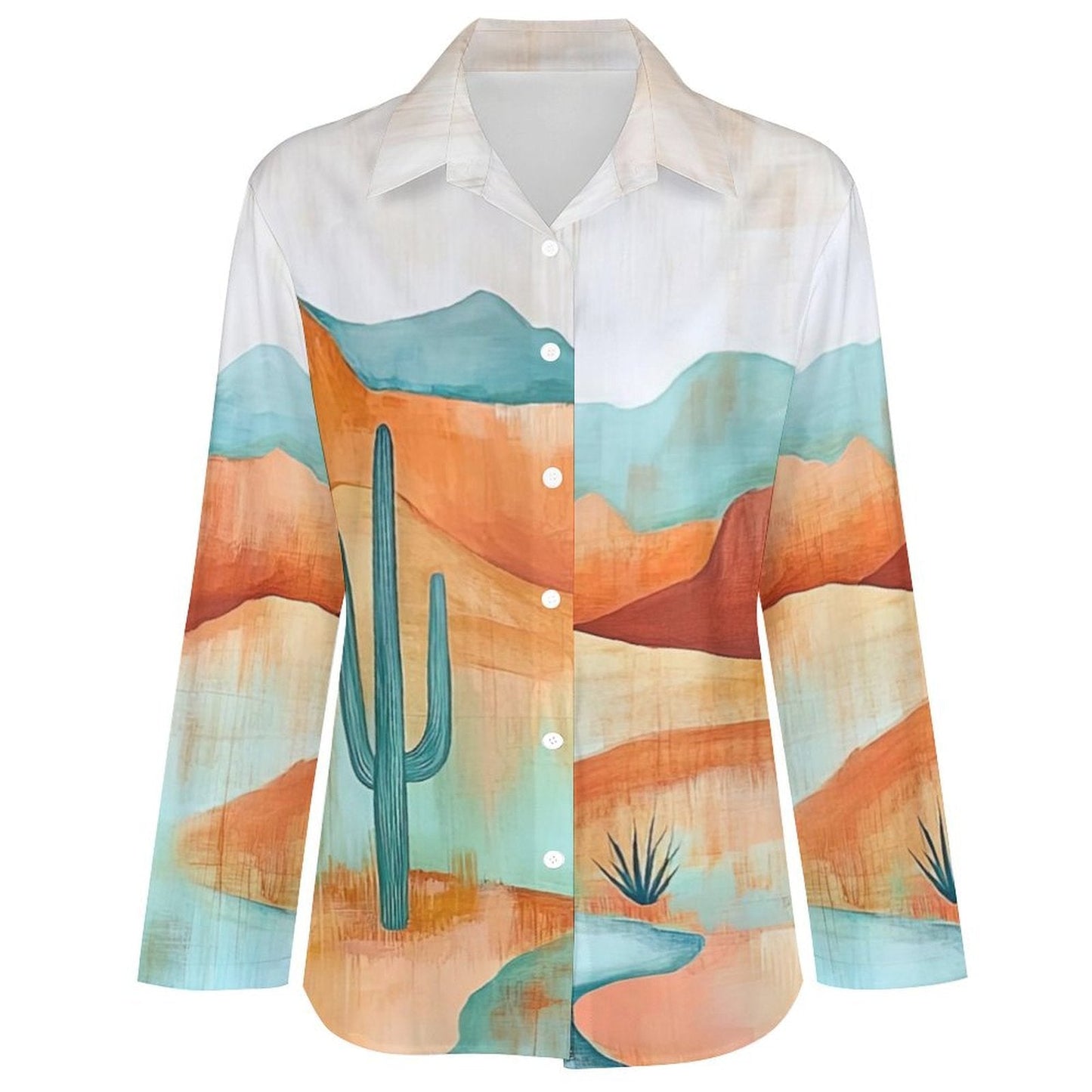 Baha Ranch Colores de Mexico Turquoise Desert Button Up Blouse