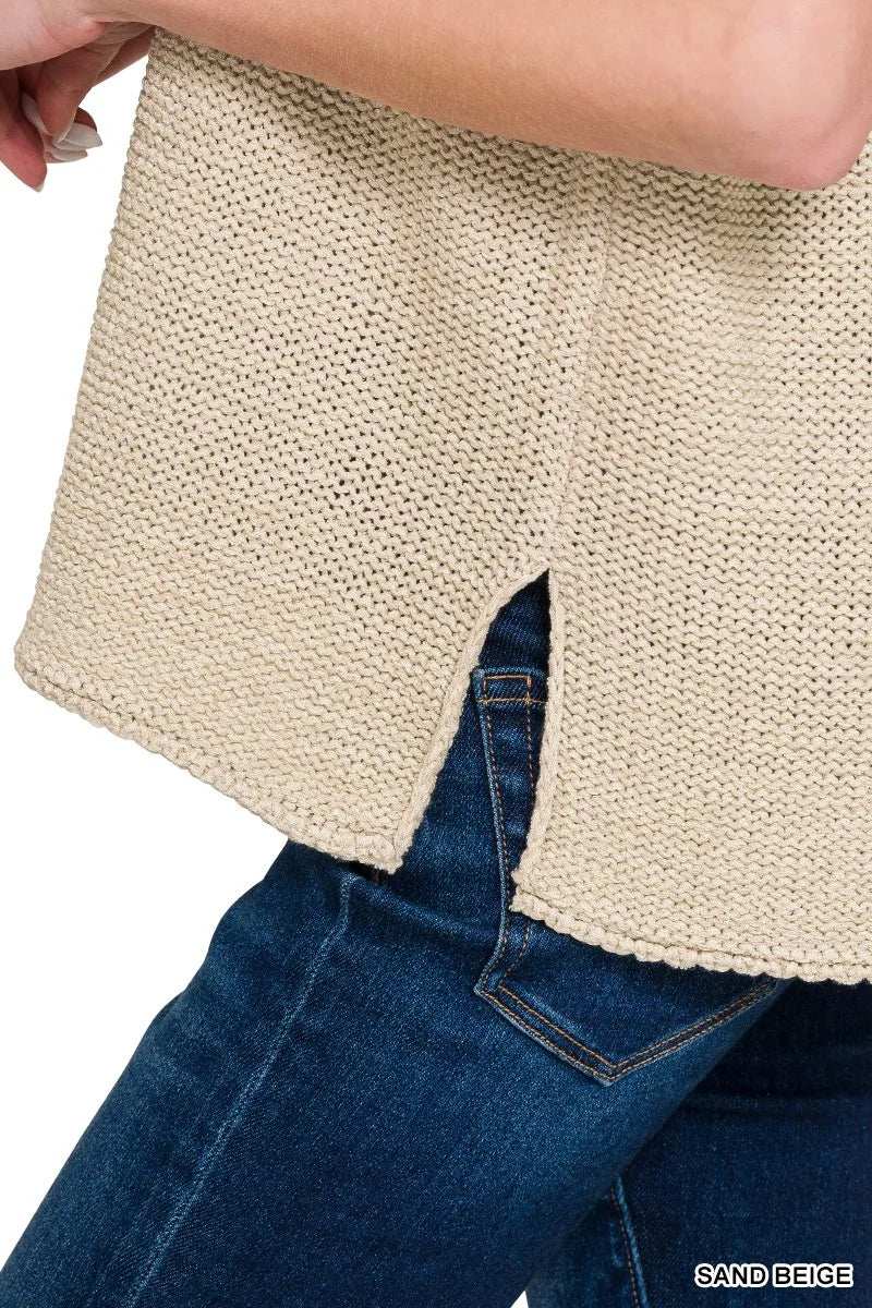 Zenana Oversized Crew Neck Sweater Vest - Trendsi - Flyclothing LLC
