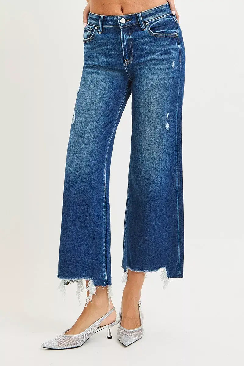 RISEN High Rise Crop Wide Leg Jeans - Trendsi - Flyclothing LLC