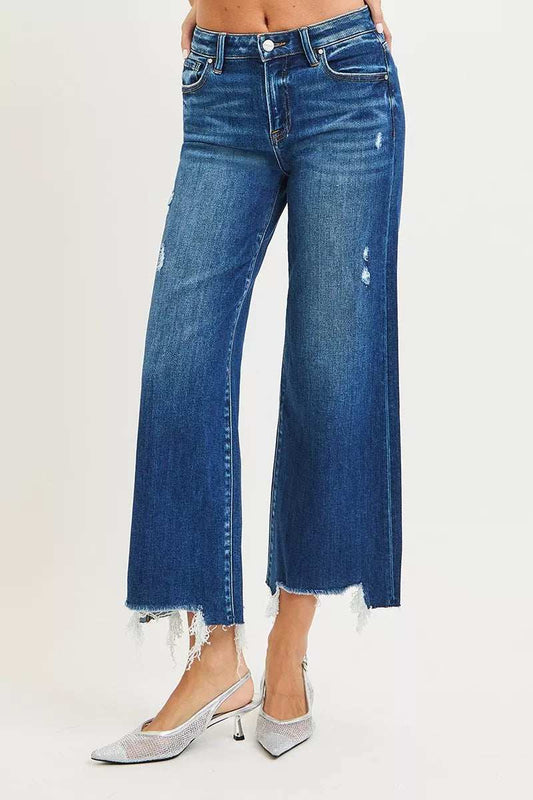 RISEN High Rise Crop Wide Leg Jeans - Trendsi - Flyclothing LLC
