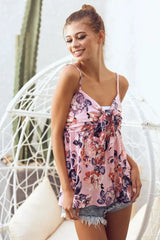 BiBi Floral Printed Jersey Knit with Tie Ribbon Front - Trendsi - Flyclothing LLC