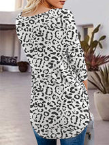 Full Size Side Zip Printed V-Neck Long Sleeve T-Shirt - Trendsi - Flyclothing LLC