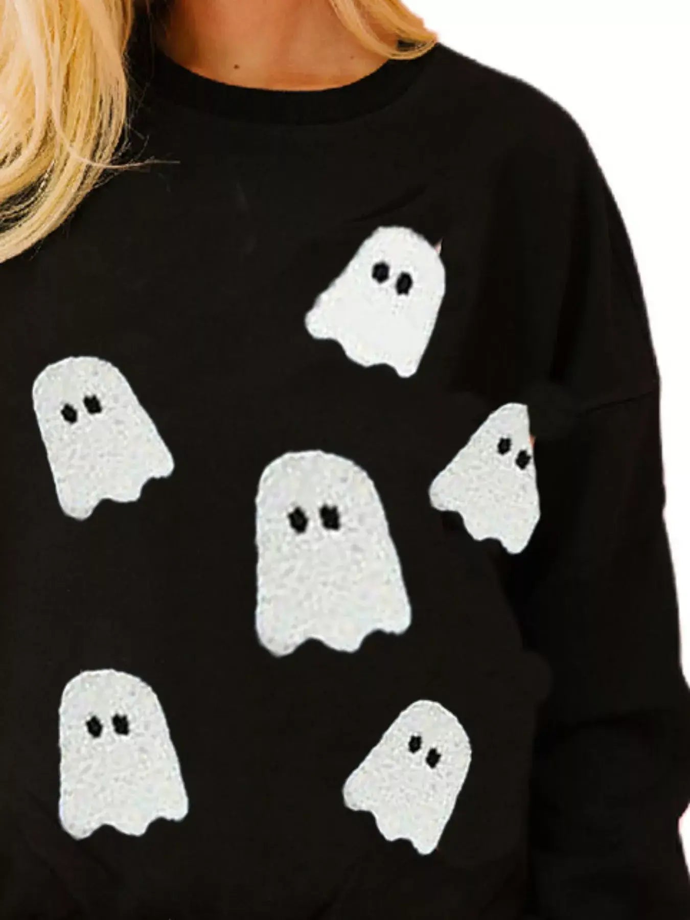 Halloween Sequin Round Neck Sweatshirt - Trendsi - Flyclothing LLC