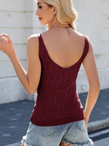 Eyelet Scoop Neck Knit Tank - Trendsi - Flyclothing LLC