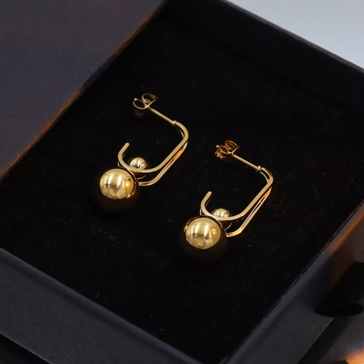 18K Gold-Plated Ball Drop Earrings - Trendsi - Flyclothing LLC