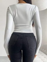 Devine Tied Long Sleeve T-Shirt - Trendsi - Flyclothing LLC