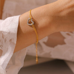 18K Gold-Plated Heart Bracelet - Trendsi
