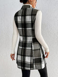 Honey Plaid Button Up Vest Coat - Trendsi