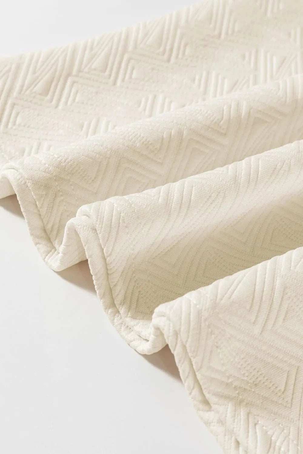 Striped Trim Textured Quarter Zipper Short Sleeve Top - Trendsi - Flyclothing LLC