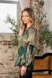 Sew In Love Full Size Snakeskin Print Long Sleeve Top with Ruffle - Trendsi