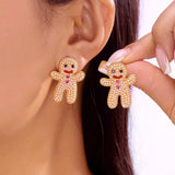 Alloy Gingerbread Man Stud Earrings - Trendsi - Flyclothing LLC