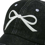 Bow Embroidered Denim Baseball Cap - Trendsi - Flyclothing LLC