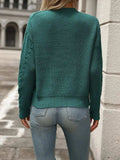 Cable-Knit Round Neck Long Sleeve Sweater - Trendsi - Flyclothing LLC