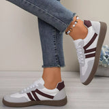 Striped Lace-Up Casual Sneakers - Trendsi - Flyclothing LLC