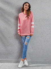 Full Size Striped Round Neck Long Sleeve T-Shirt - Trendsi