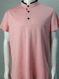 Men's Full Size Stand Collar Contrast Short Sleeve Polo Plus Size - Trendsi