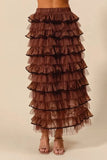 SO ME Layered Ruffled Tulle Maxi Skirt - Trendsi