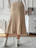 Perfee Pleated Midi Sweater Skirt - Trendsi