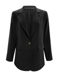 Lapel Collar Long Sleeve Blazer - Trendsi