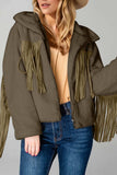 Fringed Zip Up Fleece Jacket - Trendsi - Flyclothing LLC