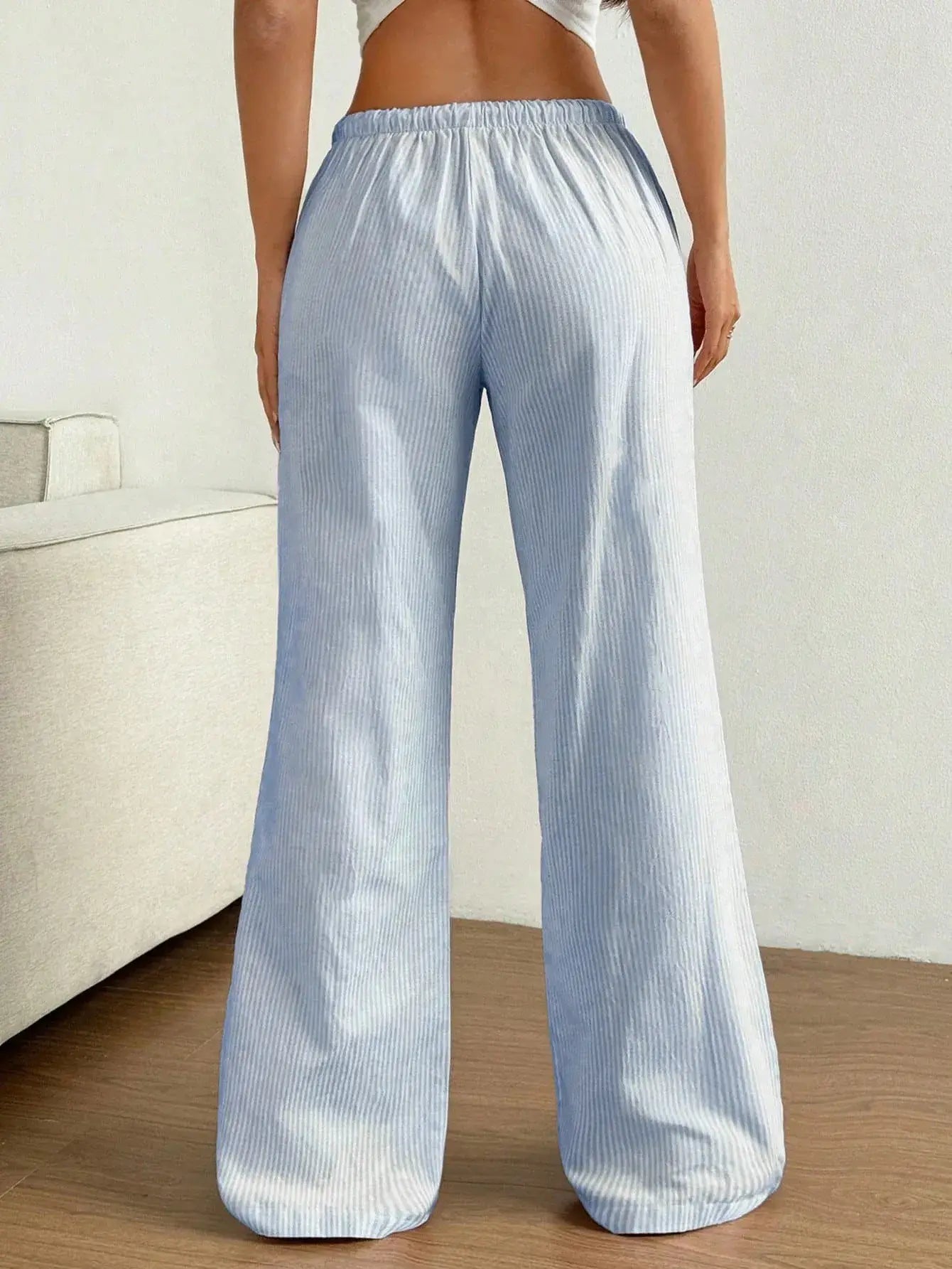 Drawstring Striped Wide Leg Pants - Trendsi - Flyclothing LLC