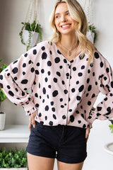 Printed Button Up Flounce Sleeve Shirt - Trendsi - Flyclothing LLC