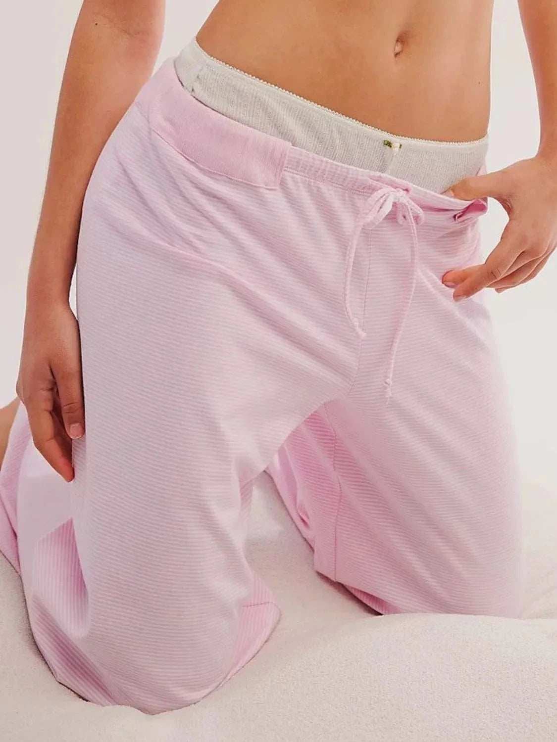 Drawstring Striped Wide Leg Pants - Trendsi - Flyclothing LLC