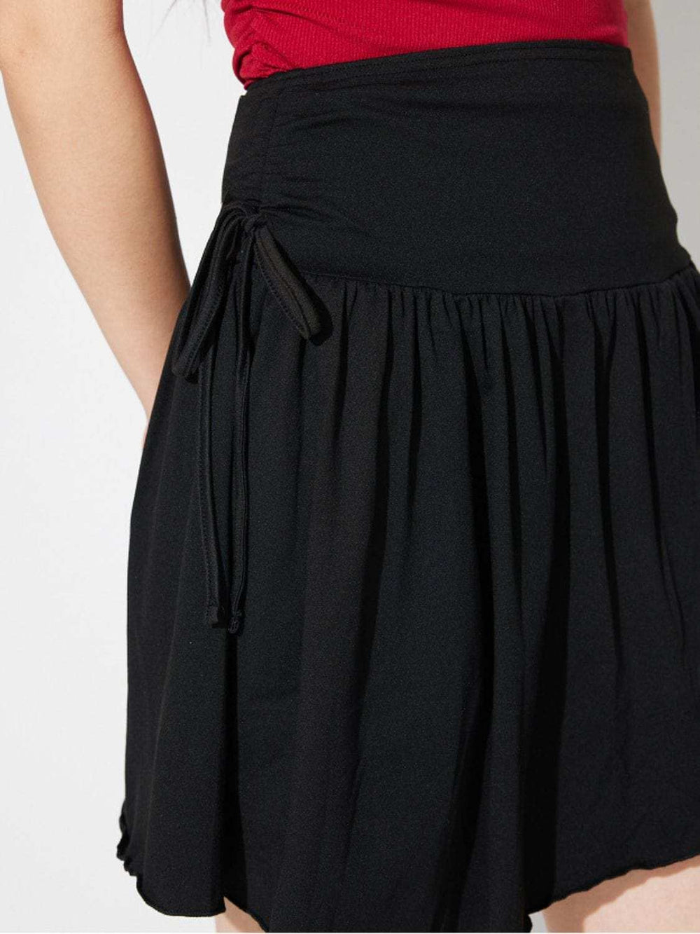 Side Tie Asymmetric Hem Mini Skirt - Trendsi - Flyclothing LLC