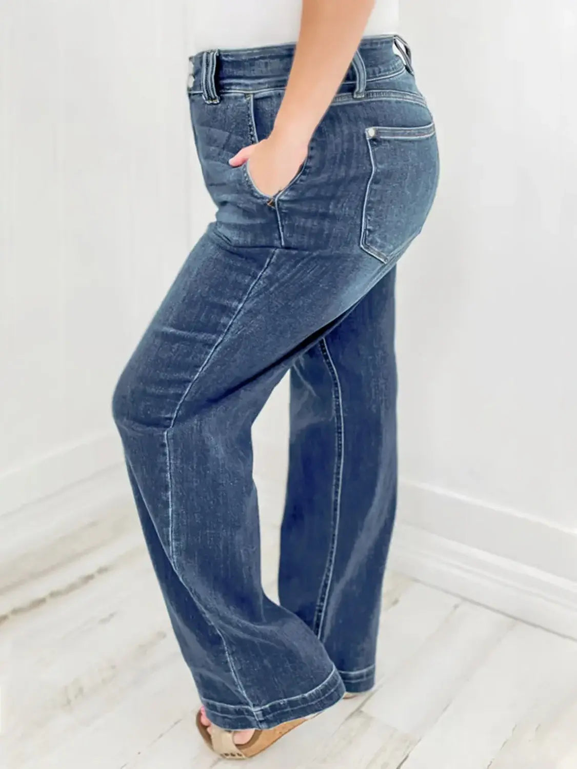 Washed Straight Leg Jeans - Trendsi - Flyclothing LLC