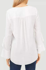 V-Neck Flounce Sleeve Blouse - Trendsi - Flyclothing LLC