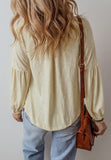 Embroidered Notched Long Sleeve Blouse - Trendsi