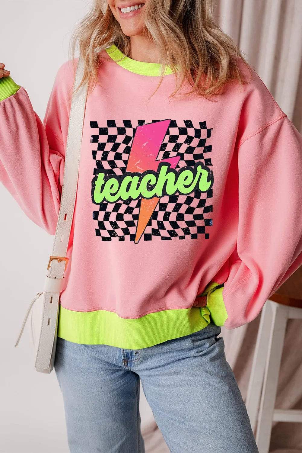 Graphic Round Neck Long Sleeve Sweatshirt - Trendsi - Flyclothing LLC