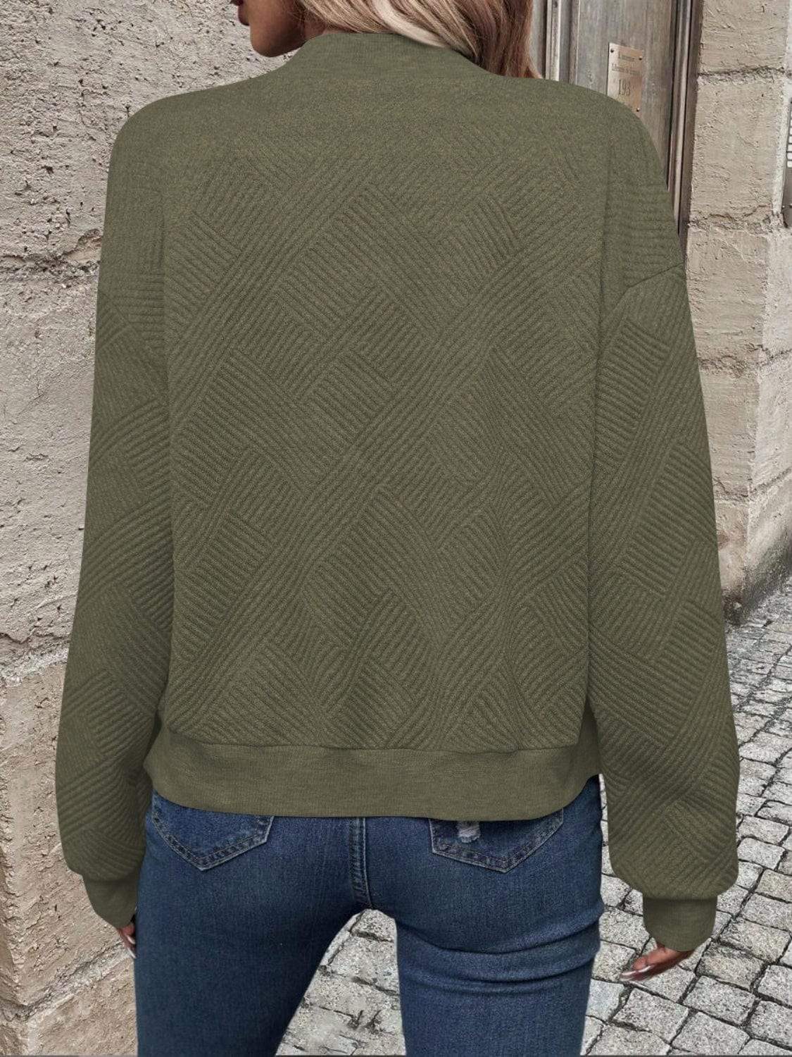 Textured Zip Up Long Sleeve Jacket - Trendsi - Flyclothing LLC
