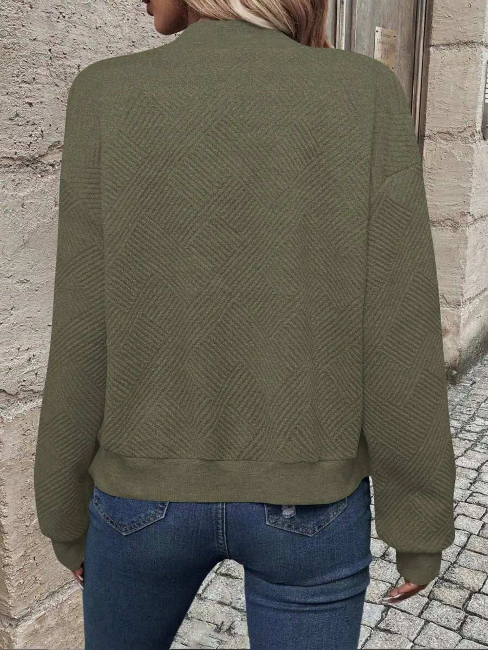 Textured Zip Up Long Sleeve Jacket - Trendsi - Flyclothing LLC